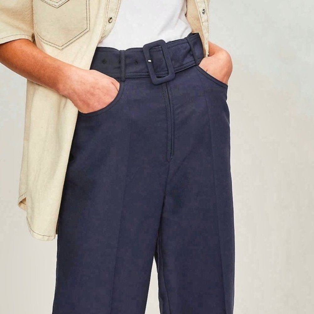 Sandro NEW Cropped Belted High-Waist Trousers, 28 - Picture 3 of 14